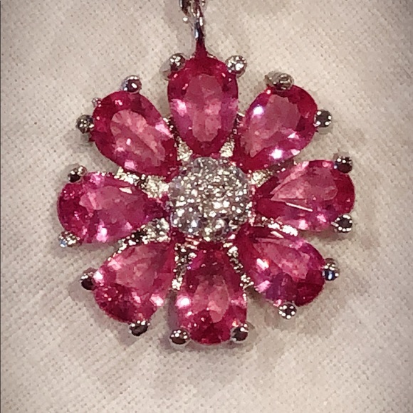 Pink Tourmaline & CZ Dangle Earrings - Picture 6 of 8